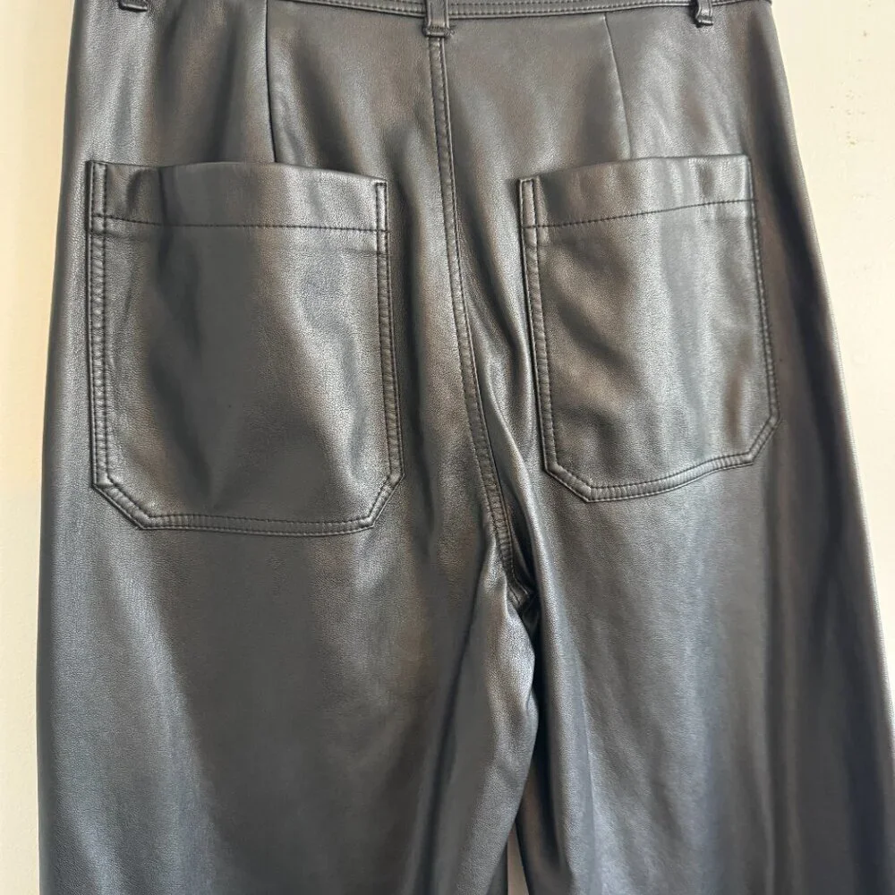 Chic! Zara Faux Leather Wide-Leg Pants — Black (Size 4)